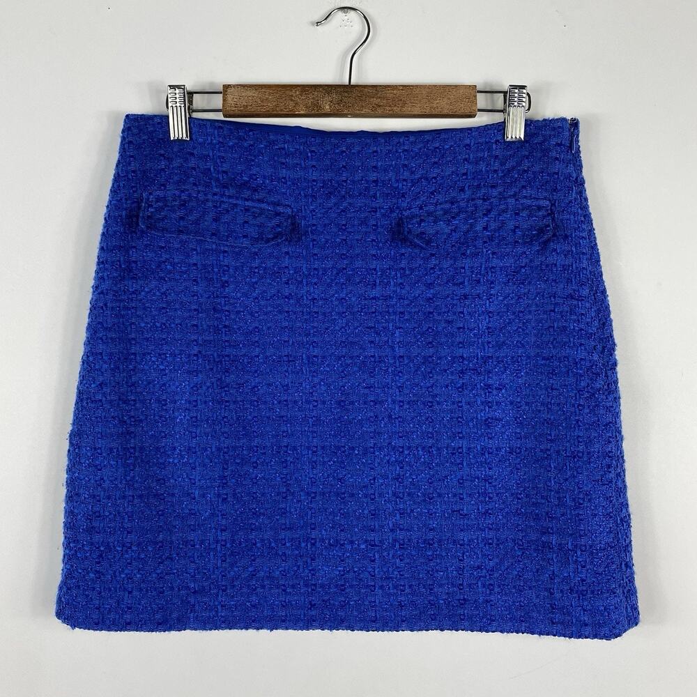 Ann Taylor LOFT Skirt 10 Blue Tweed A-Line Career Party Event